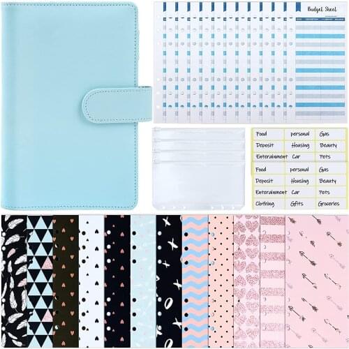 31 Pieces A6 Binder Budget Cash Envelope Planner Organizer with 12 Budget Money Envelopes,Expense Budget Sheets,4 Binder Pockets