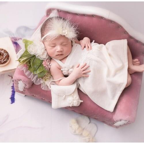 Newborn Photography 4 Pieces Hand Sewing Baby Skirt Headband For Photography Props Infant Wool Felt Handbag and Shoes Accessory