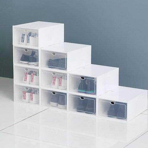 6 PCS Thickened Plastic Shoe Box Storage Box Transparent Shoe Box Storage Cabinet Antioxidant Drawer Shoe Cabinet Shoe Rack