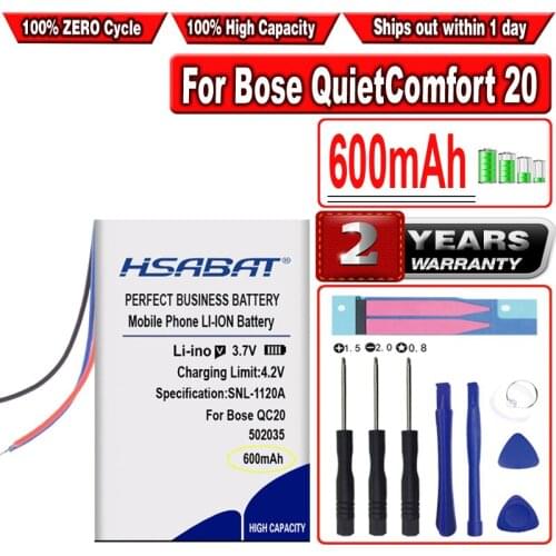HSABAT 600mAh 502035 Battery for Bose QC20 QuietComfort 20 dvr GPS mp3 car dvr PR-452035
