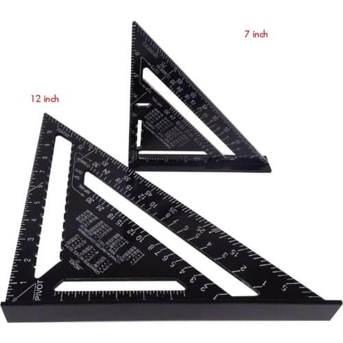 Aluminum Alloy Carpenter Triangular Square Woodworking Ruler 7/ 12 inch Square Professional Easy to Read Measuring Layout Tool