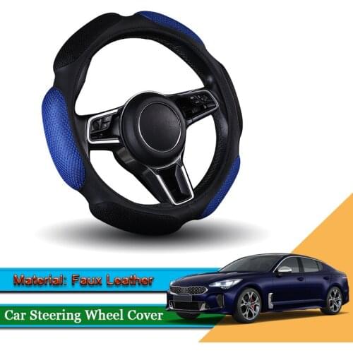 Car Styling Leather Car Steering Wheel Cover Car Steering-wheel Hubs Interior Automobiles Accessories For Kia Stinger 2018-2020