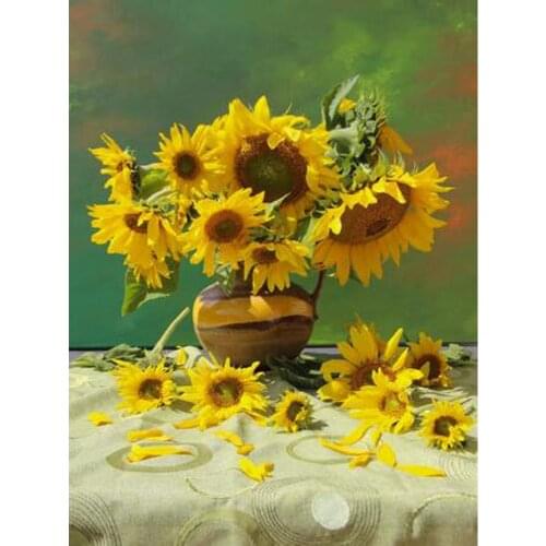 Flowers Full Square/Round 5D DIY Diamond Painting Sunflower Pictures 3D Embroidery Mosaic Cross Stich Kits Stickers Decor DF543