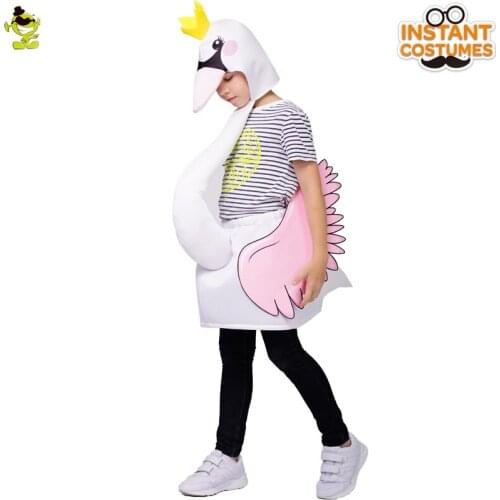 Kids Cute Flamingo Costume Purim Holiday Role Play Pink White Flamingo for Christmas Carnival Party Costumes
