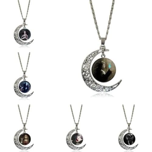 EJ Glaze Gothic Witch Glass Cabochon Pendant Necklace Fashion Necklace For Men Women Gift
