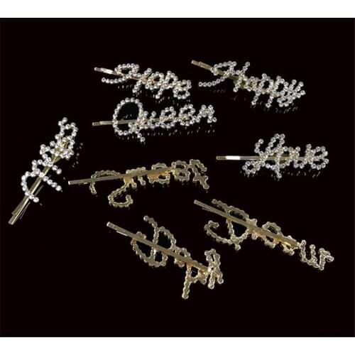 Hot 500pcs/lot Hairpins Crystal Shiny Rhinestones Word Letters Hair Clips Women Styling Tool Hairgrip Diamond