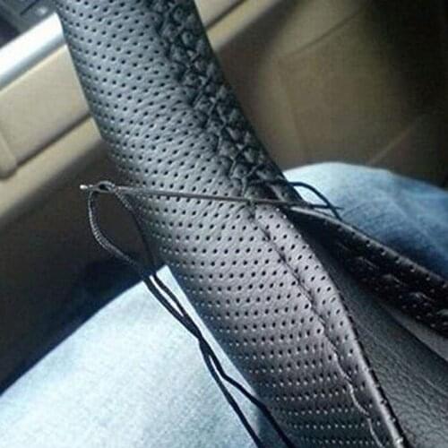 Faux Leather DIY Car Steering Wheel Cover Breathable Anti-Slip Sleeve Protector Texture Soft Auto Accessories