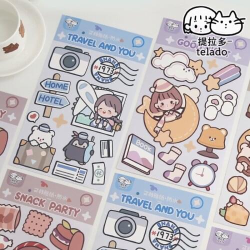 JIANWU 1pc Cute Cartoon Character Series Sticker Cute PET Waterproof Sticker Material Decorative Journal Stationery Supplies