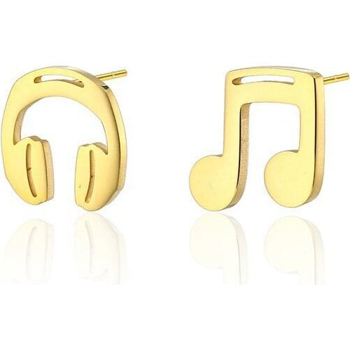 RIR Classic Minimalist Asymmetric Jewelry Cool Girls Headphone&Musical note Earrings for Music Addict Lady Party Gifts