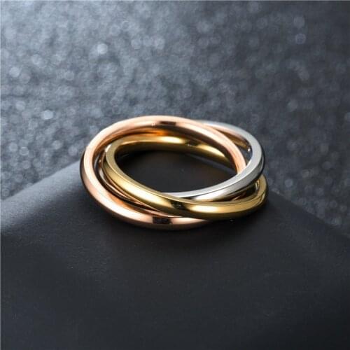 Classical Triple Ring Interlocked Rings Wedding Jewelry Accessories Fashion Three In One Sets Stainless Steel Rings For Women