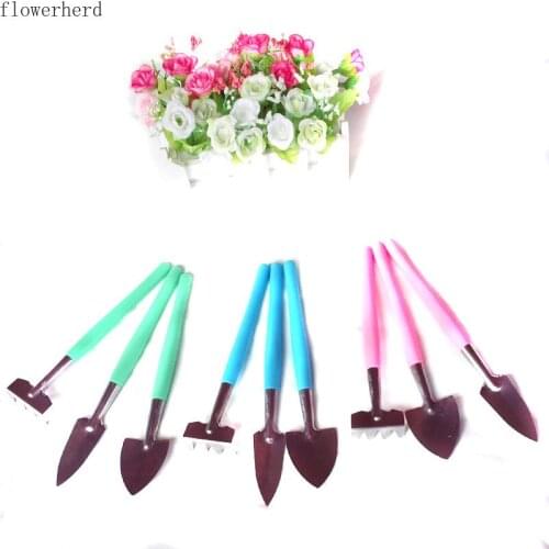 Colorful Plastic Handle Small Shovel Rake Gardening Tools Mini Three-piece Set Succulent Potted Plants Garden Planting Tools
