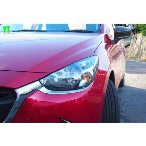 Car head light cover,auto front light trim for Mazda 2 2015,ABS chrome,2pc/lot,free shipping