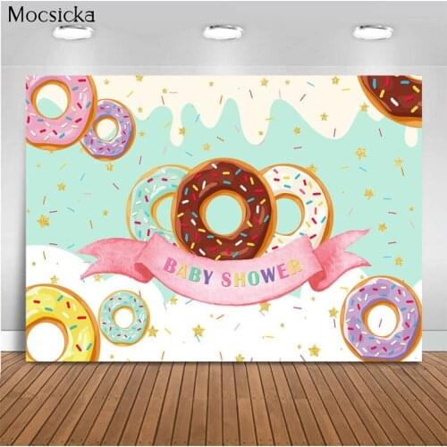 Mocsicka Birthday Party Background Donut Photo Background Decoration First Birthday Party Photography Banner