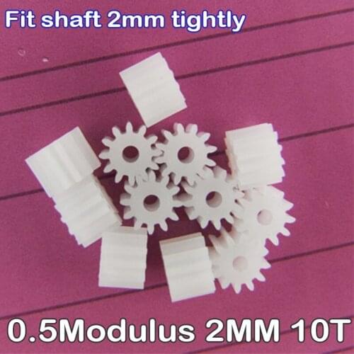 10PCS Plastic Spindle Motor Gear 102A 0.5 Modulus 2MM T=10 10 Teeth Micro Mini DC Electric Motor Model Small Toy Car Boat