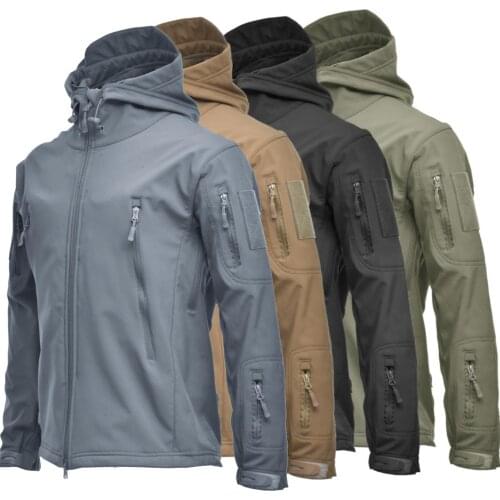 Men Long Sleeve Camouflage Thick Zipper Windbreaker Windproof Hood Jacket Coat