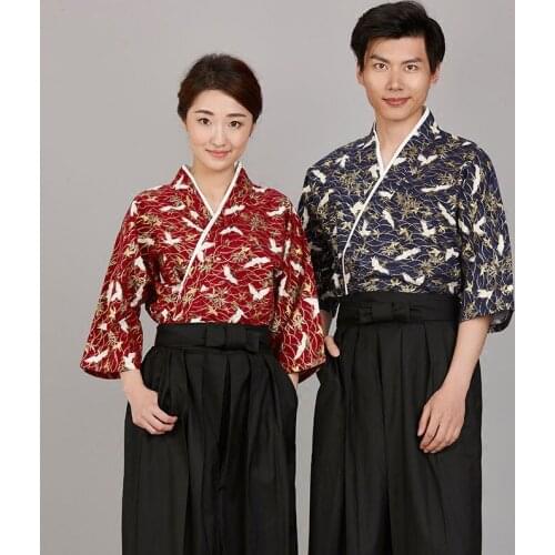 Male/female sushi clothing Japanese food service uniform pattern chef work cloth pick size