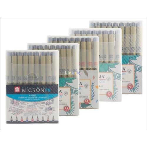 SAKURA Pigma Micron Black Ink Multi-tip Set,0.1,0.2,0.3,0.4,0.5,1.0,BR Sets, for Comic Artists, Illustrators, Watercolor Artists