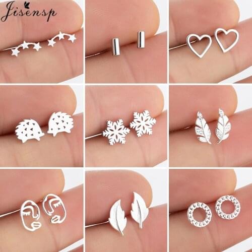 Multiple 925 Sterling Silver Earrings for Women Kids Summer Fashion Heart Leaf Face Star Stud Earring Sterling-silver-jewelry