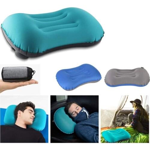 2021 New Portable Inflatable Pillow Camping Equipment Compressible Folding Air Cushion Outdoor Protective Tourism Sleeping Gear
