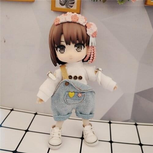 NEW Ob11 baby jeans/T-shirt for 1/12 BJD Doll obitsu 11 baby accessories clothing cute pants Doll clothes birthday present