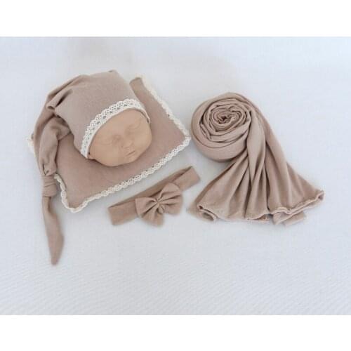 Baby Swaddle Blanket Newborn Baby Purity Wrap Girl Boys Hat Soft Pillow Infant Swaddle Wrap Headband Lovely Hat Props 4pcs/set
