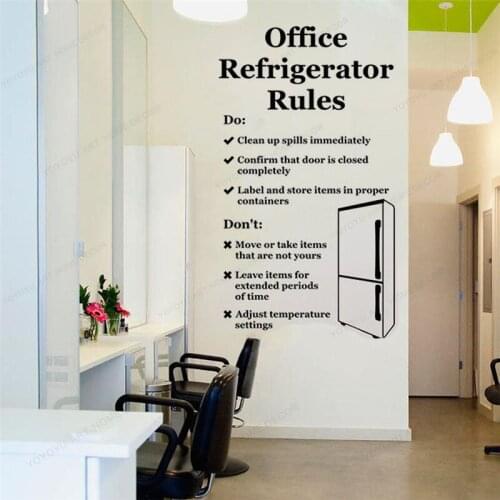Office Refrigerator Rules Wall Decal Worker Quotes Vinyl Sticker Art Door Window Room Cabinet wall decor HJ509