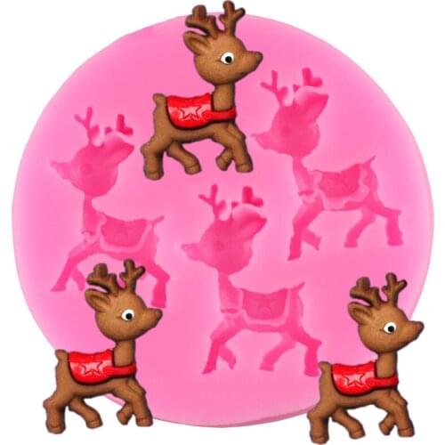 Deer Silicone Molds Christmas Party Cupcake Topper Fondant Cake Decorating Tools Chocolate Gumpaste Candy Clay Resin Moulds