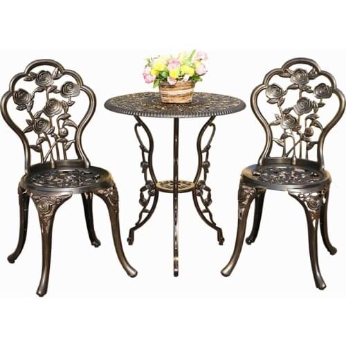 European-Style Open-Air Balcony Cast Aluminum Tables And Chairs Three-Piece Outdoor Garden Garden Iron Coffee Chair And Table