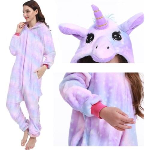 New Animal Unicorn Pajamas Adults Winter Sleepwear Kigurumi Cat Panda Unicornio Pyjamas Women Onesie Anime Costumes Jumpsuit