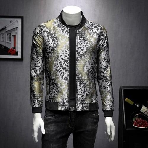 Casual Slim Fit Long Sleeve Social Coats Wind Breaker Outwear Autumn Jackets Men Fashion 2020 New Luxury Print Bomber Jacket