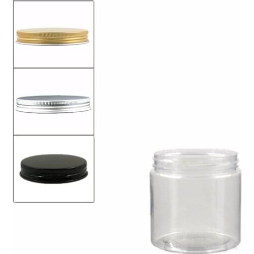 12pcs/Lot 250ml Clear Round Pet Jar Bottle Container With Sliver/Gold/Black Aluminium Cap W/Pe Liner, Packaging