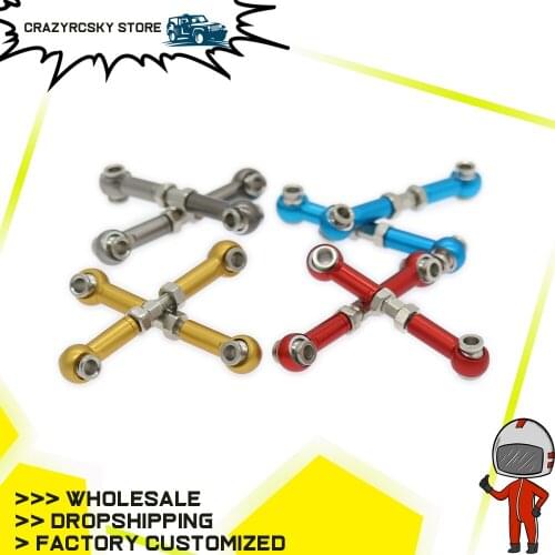 RCAWD 2PCS Alloy Front Suspension Arm Tie Rod 42-52mm For Rc Hobby Model Car 1/14 Lc Racing Full Series HM6123 Rod End RC Parts