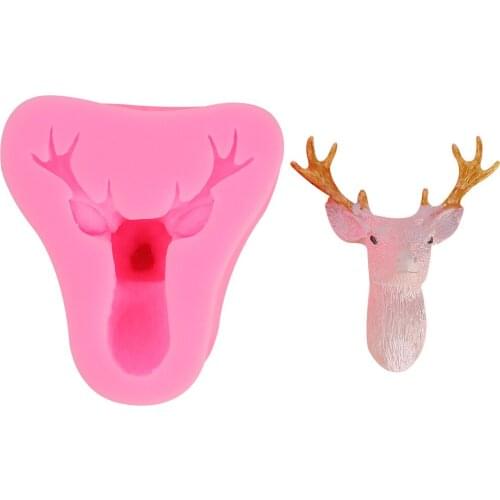 Christmas Elk Head Silicone Fudge Mold DIY Pastry Cake Baking Decoration Accessories 3D Elk Chocolate Mold 6.8*6.5*3.5cm