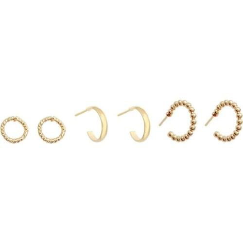 S925 Ear Studs Minimalist Style Circle Earrings Personality Fashion Classical Three Pieces/Set