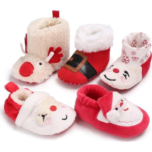 Warm Prewalkers Boots Toddler Baby Girl Boy Crochet Knit Fleece Boots Wool Snow Crib Shoes Christmas Winter Booties DS9