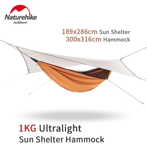Naturehike Outdoor Ultralight 1 Person Sun Shelter Hammock Portable 40D Nylon Camping Travel Waterproof Sunscreen Anti-mosquito