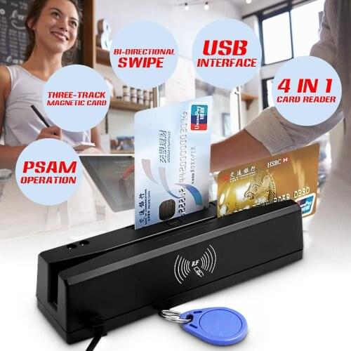 YL160 4-in-1 Multi Card Reader Magnetic Stripe Credit Card EMV IC Chip RFID PSAM Reader Writer Digital Memory Card Reader