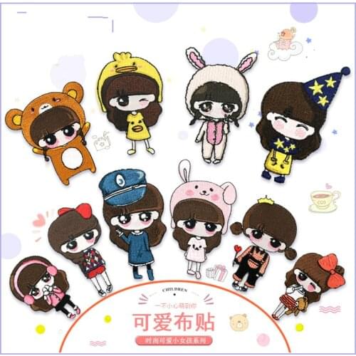 Iron on Patches for Clothing Cute Girl Cartoon Anime Embroidery Patch on Clothes Applique Sewing Accessories DIY Sticker Badge