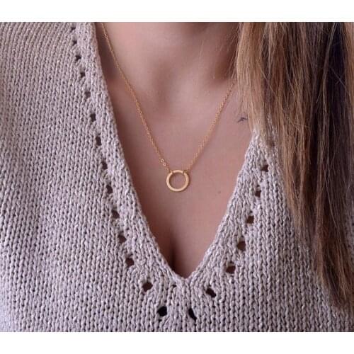 V Attract 2020 Vintage Charm Round Choker Collier Femme Stainless Steel Long Chain Circle Necklace Pendant Women Body Jewelry