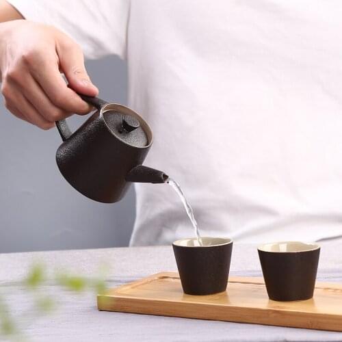 Japanese black pottery tea set kung fu teapot teacups drinkware Chinese Chinese retro kettle ceramic tea pot Christmas gift