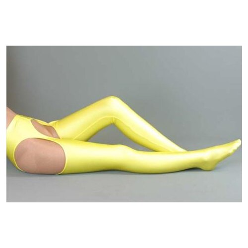 Yellow Spandex Womens Girls FemaleTight Belt Zentai Stocking Socks Leggings Halloween Party Cosplay Zentai suit