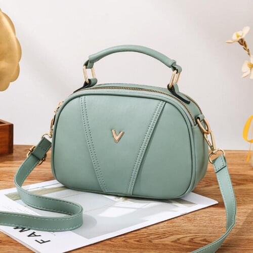 Zipper Ladys Small Square Bag Fashion All-match Handbag Single Shoulder Small Round Bag Lady Messenger Bag Pu Leather Lady Bag