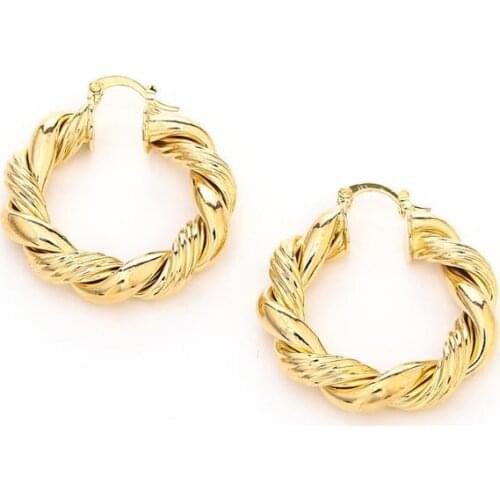 Gold Color Earrings African Ethiopian Arab Twist Hoop Earring Fashion Jewelry for Women