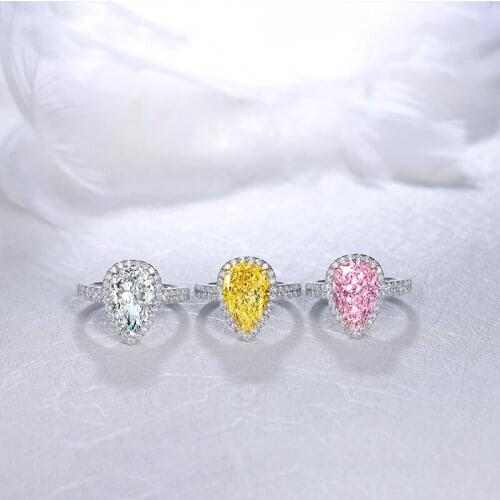 3.0ct Pear Shape Simulated Diamond 925 Sterling Silver Ring Fashion Female Jewelry