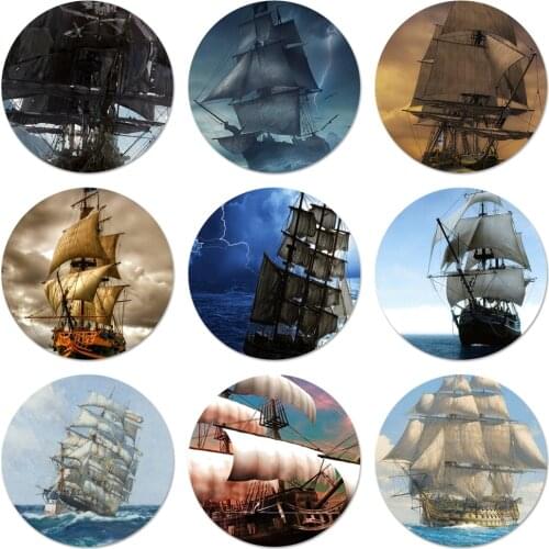 58mm sailing Ship Sightseeing boat Pirate Ship Icons Pins Badge Decoration Brooches Metal Badges For Backpack Decoration