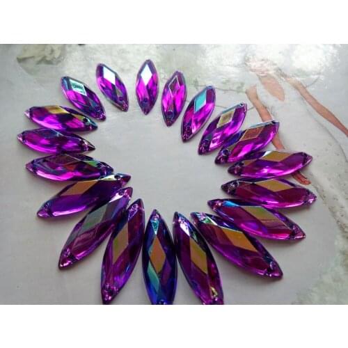 100pcs 26*8mm purple navette shape flatback Crystals sew on Rhinestones Accessories For Hand Sewing gem stone