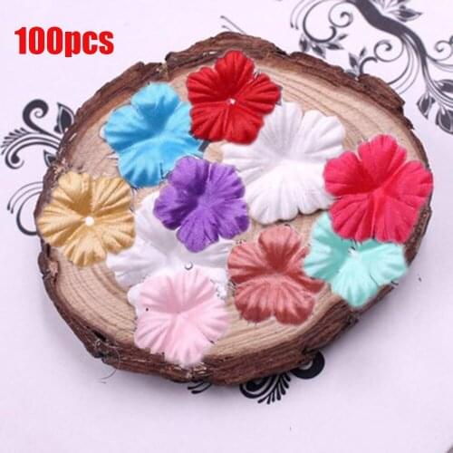 100PCS Multicolored Silk Artificial Roses Flowers Petal Five-petal Flower Home Decor Scrapbook Accessory Party Supplies Crafts