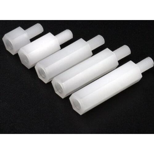 1000pcs M3*30+6 Hex Nylon standoff spacer M3x30+6mm External thread 6mm for PCB board Fix theaded pillars