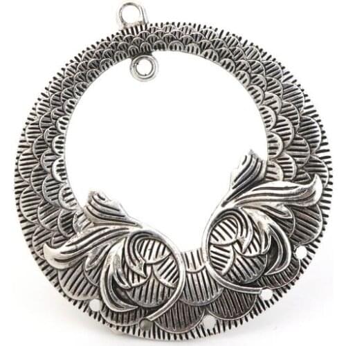 2Pcs/lot Antique Silver Five Holes Retro Metal Earring Connector For Jewelry Finding Diy Earring Needlework Accessories