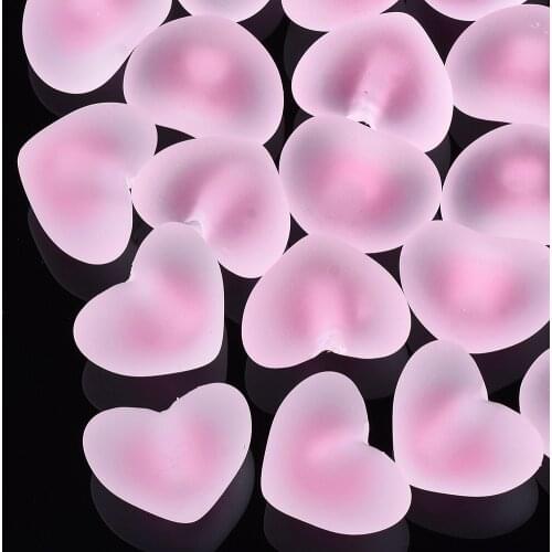 200pcs Transparent Acrylic Heart Beads Half Drilled Bead in Bead For DIY Jewelry Making, 13.5x18x13.5mm, Half Hole: 3.5mm